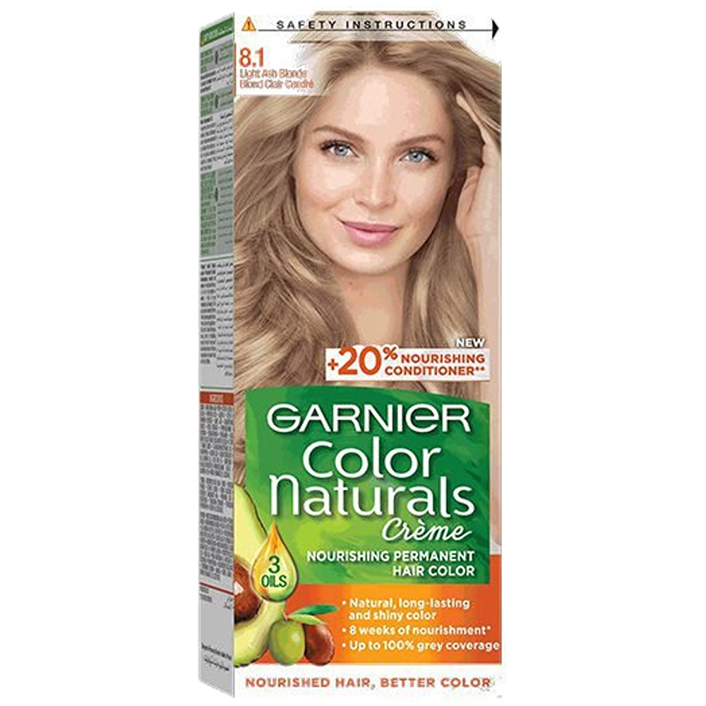 صبغة شعر غارنيه كولور ناتشرلز 8.1 اشقر فاتح رمادي