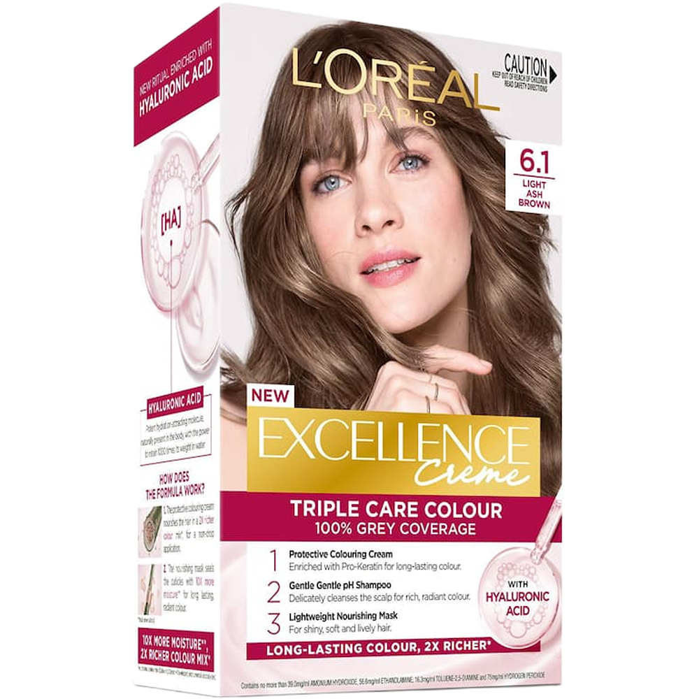 صبغه شعر لوريال اكسلانس أشقر رمادي داكن 6.1