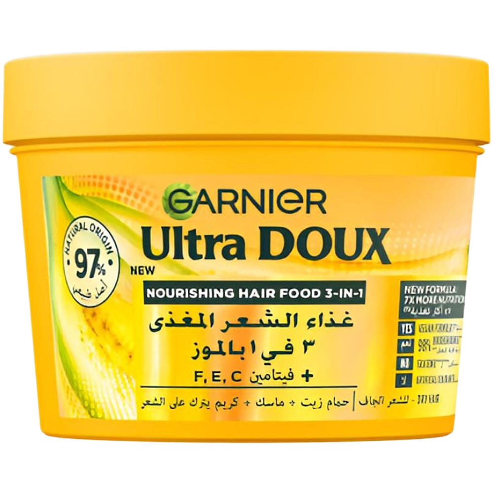 غذاء الشعر المغذي 3 في 1 - من غارنييه بخلاصة الموز والشيا 390 مل للشعر الجاف 