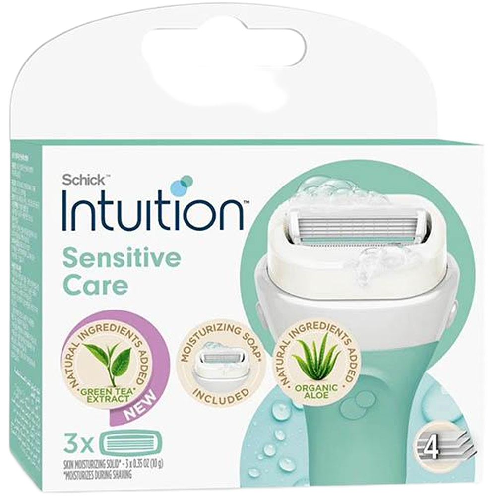 3 رؤوس حلاقة قابلة للاستبدال شيك انتويشن بالصبار ومستخلص الشاي الأخضر