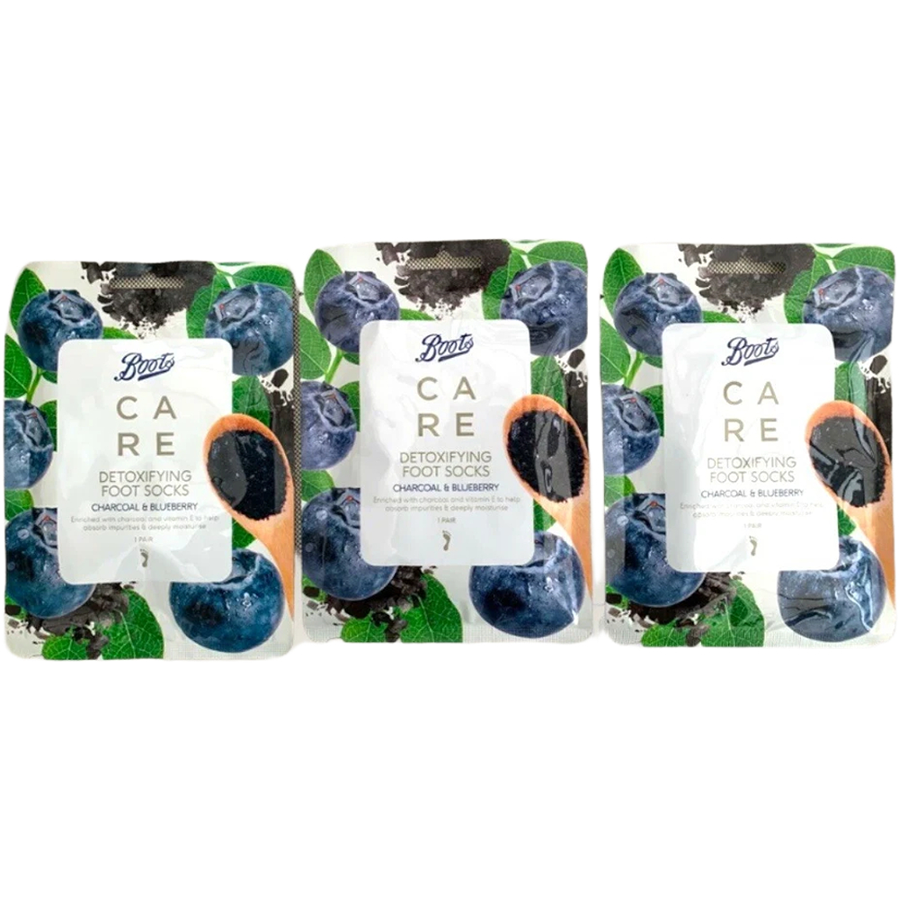 مجموعة 3x جوارب للعناية بالقدم لإزالة السموم من الفحم والتوت