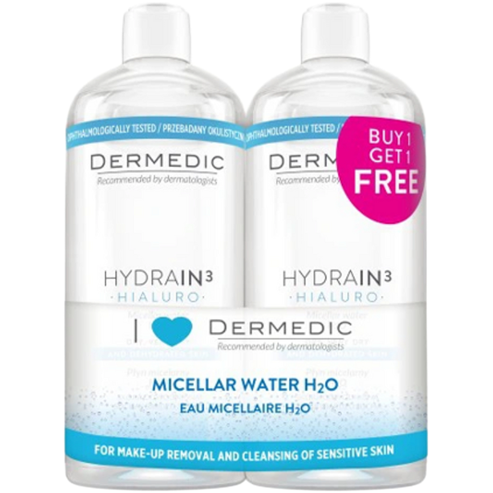 Dermedic Hydrain3 Micellar Water Makeup Remover 2 × 500 ml