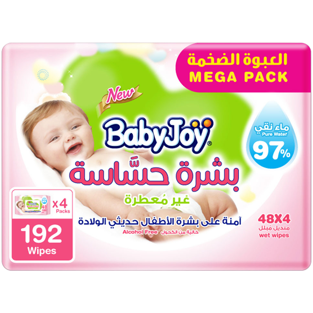 Baby Joy Sensitive Baby Wipes Fragrance Free 4 x 48 wipes