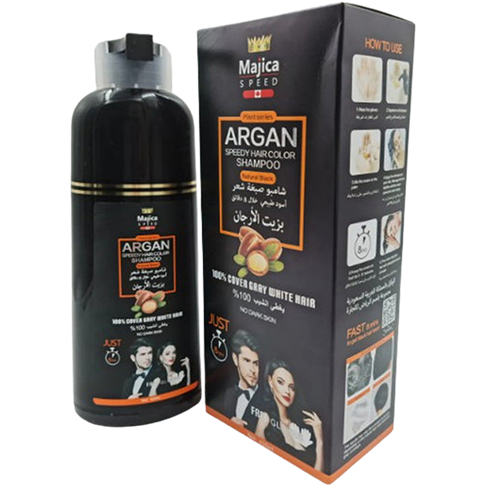 شامبو صبغه للشعر نيترو كندا لون اسود طبيعي بزيت الارغان 420مل