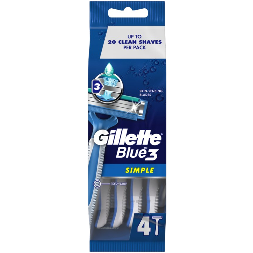 Gillette Blue 3 Simple Razors 4 pcs