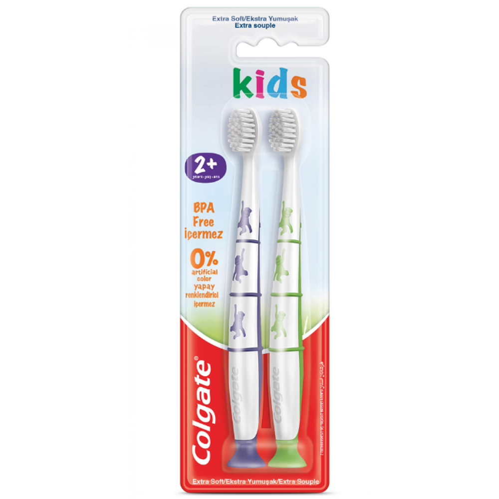 فرشاة أسنان كولجيت للأطفال 2 فرشاة ناعمة للأطفال من عمر سنتين